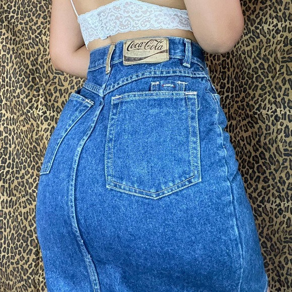 Vintage 80s coca cola denim skirt - Picture 2 of 9